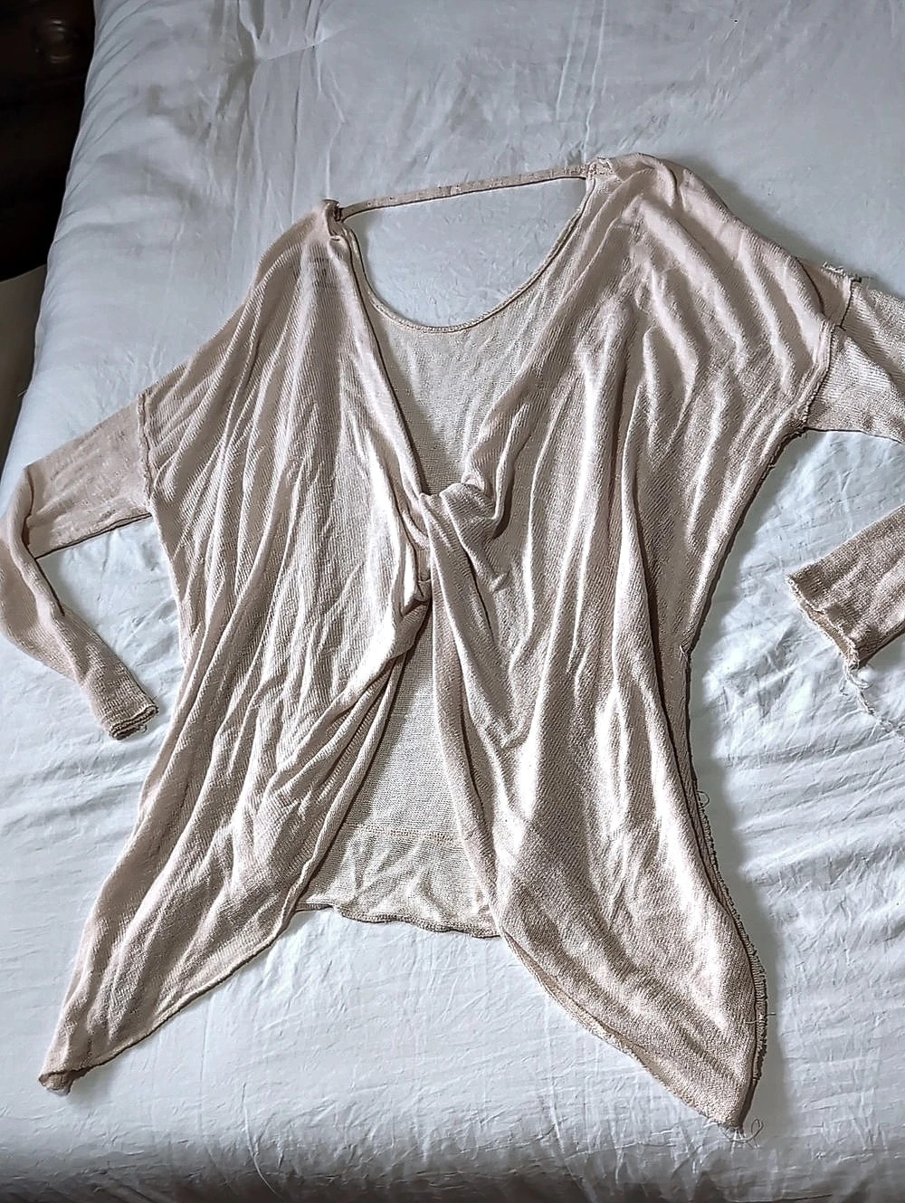 Free People Chasing You Hacci Knit Twist Back Sweater Top In Blush Pink
